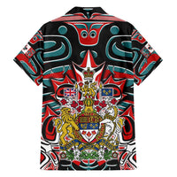 Canada Coat of Arms Haida Family Matching Long Sleeve Bodycon Dress and Hawaiian Shirt Maple Leaf Flag Indigenous Art