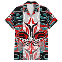 Canada Coat of Arms Haida Family Matching Off The Shoulder Long Sleeve Dress and Hawaiian Shirt Maple Leaf Flag Indigenous Art