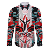 Canada Coat of Arms Haida Family Matching Short Sleeve Bodycon Dress and Hawaiian Shirt Maple Leaf Flag Indigenous Art