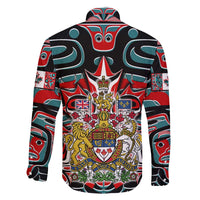 Canada Coat of Arms Haida Family Matching Tank Maxi Dress and Hawaiian Shirt Maple Leaf Flag Indigenous Art