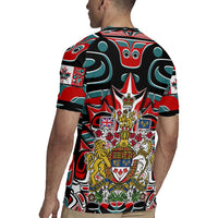 Canada Coat of Arms Haida Rugby Jersey Maple Leaf Flag Indigenous Art