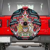 Canada Coat of Arms Haida Spare Tire Cover Maple Leaf Flag Indigenous Art