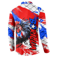 Boricua Pride Rooster Flag Puerto Rico Button Sweatshirt