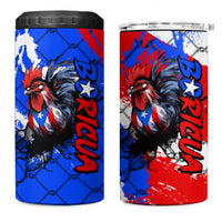 Boricua Pride Rooster Flag Puerto Rico 4 in 1 Can Cooler Tumbler