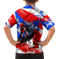 Boricua Pride Rooster Flag Puerto Rico Family Matching Off Shoulder Maxi Dress and Hawaiian Shirt