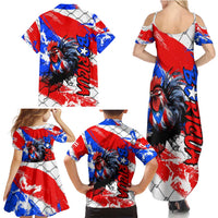 Boricua Pride Rooster Flag Puerto Rico Family Matching Summer Maxi Dress and Hawaiian Shirt