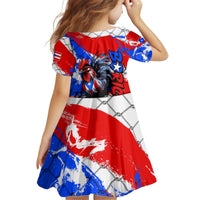 Boricua Pride Rooster Flag Puerto Rico Kid Short Sleeve Dress