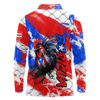 Boricua Pride Rooster Flag Puerto Rico Long Sleeve Polo Shirt