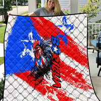 Boricua Pride Rooster Flag Puerto Rico Quilt
