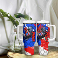 Boricua Pride Rooster Flag Puerto Rico Tumbler With Handle