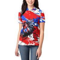 Boricua Pride Rooster Flag Puerto Rico Women Polo Shirt