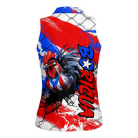 Boricua Pride Rooster Flag Puerto Rico Women Sleeveless Polo Shirt