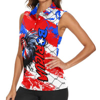 Boricua Pride Rooster Flag Puerto Rico Women Sleeveless Polo Shirt