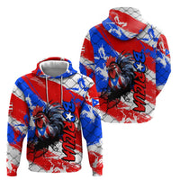 Boricua Pride Rooster Flag Puerto Rico Zip Hoodie