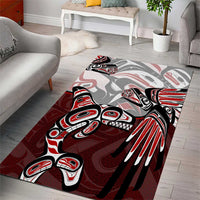 Haida Orca and Eagle Battle Area Rug Canada Pacific Northwest Tribal Art