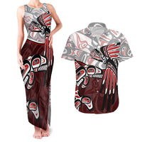 Haida Orca and Eagle Battle Couples Matching Tank Maxi Dress and Hawaiian Shirt Canada Pacific Northwest Tribal Art