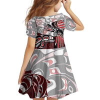 Haida Orca and Eagle Battle Family Matching Off The Shoulder Long Sleeve Dress and Hawaiian Shirt Canada Pacific Northwest Tribal Art
