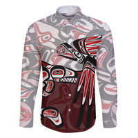 Haida Orca and Eagle Battle Family Matching Off Shoulder Short Dress and Hawaiian Shirt Canada Pacific Northwest Tribal Art
