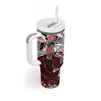 Haida Orca and Eagle Battle Tumbler With Handle Canada Pacific Northwest Tribal Art