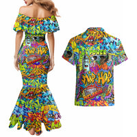 Hip Hop Graffiti Art Couples Matching Mermaid Dress and Hawaiian Shirt Black Power - Wonder Print Shop