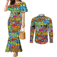 hip-hop-graffiti-art-couples-matching-mermaid-dress-and-long-sleeve-button-shirts-black-power