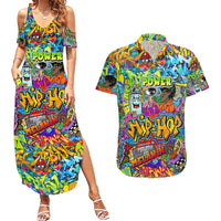 Hip Hop Graffiti Art Couples Matching Summer Maxi Dress and Hawaiian Shirt Black Power - Wonder Print Shop