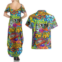 Hip Hop Graffiti Art Couples Matching Summer Maxi Dress and Hawaiian Shirt Black Power - Wonder Print Shop