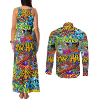 Hip Hop Graffiti Art Couples Matching Tank Maxi Dress and Long Sleeve Button Shirts Black Power - Wonder Print Shop