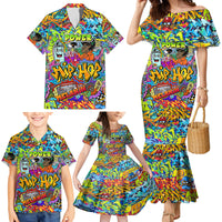 Hip Hop Graffiti Art Family Matching Mermaid Dress and Hawaiian Shirt Black Power - Wonder Print Shop