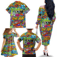 Hip Hop Graffiti Art Family Matching Off Shoulder Long Sleeve Dress and Hawaiian Shirt Black Power - Wonder Print Shop