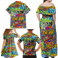 Hip Hop Graffiti Art Family Matching Off Shoulder Maxi Dress and Hawaiian Shirt Black Power - Wonder Print Shop