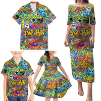 Hip Hop Graffiti Art Family Matching Puletasi Dress and Hawaiian Shirt Black Power - Wonder Print Shop