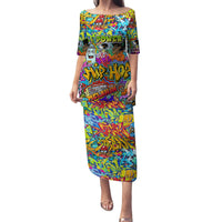 Hip Hop Graffiti Art Family Matching Puletasi Dress and Hawaiian Shirt Black Power - Wonder Print Shop