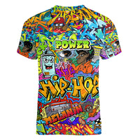 Hip Hop Graffiti Art Women V Neck T Shirt Black Power - Wonder Print Shop