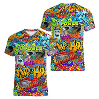 Hip Hop Graffiti Art Women V Neck T Shirt Black Power - Wonder Print Shop