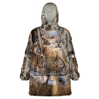 Wild Deer Hunting Wearable Blanket Hoodie Realtree Buck and Doe - Wonder Print Shop