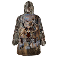 Wild Deer Hunting Wearable Blanket Hoodie Realtree Buck and Doe - Wonder Print Shop