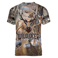 Wild Deer Hunting Women V Neck T Shirt Realtree Buck and Doe - Wonder Print Shop