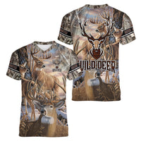 Wild Deer Hunting Women V Neck T Shirt Realtree Buck and Doe - Wonder Print Shop