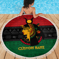Personalized Queen In Pan-African Colors Beach Blanket Egyptian Beautiful Goddess - Wonder Print Shop
