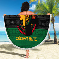 Personalized Queen In Pan-African Colors Beach Blanket Egyptian Beautiful Goddess - Wonder Print Shop