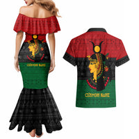 Personalized Queen In Pan-African Colors Couples Matching Mermaid Dress and Hawaiian Shirt Egyptian Beautiful Goddess - Wonder Print Shop