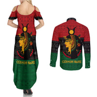 Personalized Queen In Pan-African Colors Couples Matching Summer Maxi Dress and Long Sleeve Button Shirt Egyptian Beautiful Goddess - Wonder Print Shop