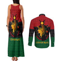 Personalized Queen In Pan-African Colors Couples Matching Tank Maxi Dress and Long Sleeve Button Shirt Egyptian Beautiful Goddess - Wonder Print Shop