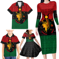 Personalized Queen In Pan-African Colors Family Matching Long Sleeve Bodycon Dress and Hawaiian Shirt Egyptian Beautiful Goddess - Wonder Print Shop