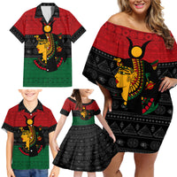 Personalized Queen In Pan-African Colors Family Matching Off Shoulder Short Dress and Hawaiian Shirt Egyptian Beautiful Goddess - Wonder Print Shop