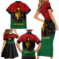 Personalized Queen In Pan-African Colors Family Matching Short Sleeve Bodycon Dress and Hawaiian Shirt Egyptian Beautiful Goddess - Wonder Print Shop