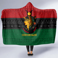Personalized Queen In Pan-African Colors Hooded Blanket Egyptian Beautiful Goddess
