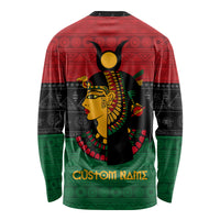 Personalized Queen In Pan-African Colors Long Sleeve Shirt Egyptian Beautiful Goddess - Wonder Print Shop
