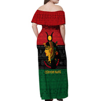 Personalized Queen In Pan-African Colors Off Shoulder Maxi Dress Egyptian Beautiful Goddess - Wonder Print Shop